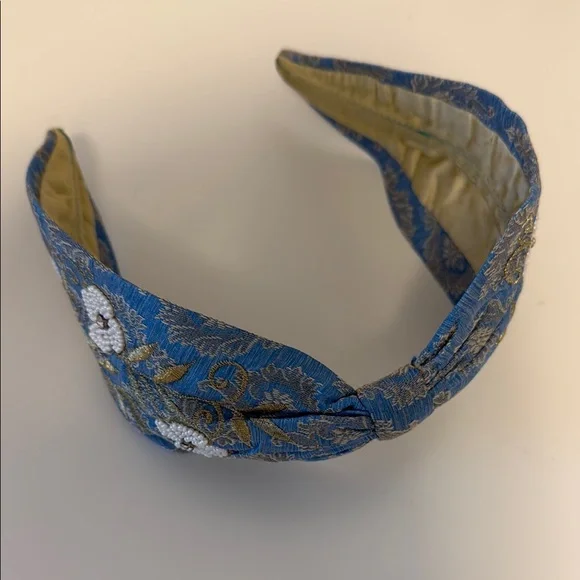 Blue and Gold Twisted Knot Hair Accessory - Picture 1 of 4